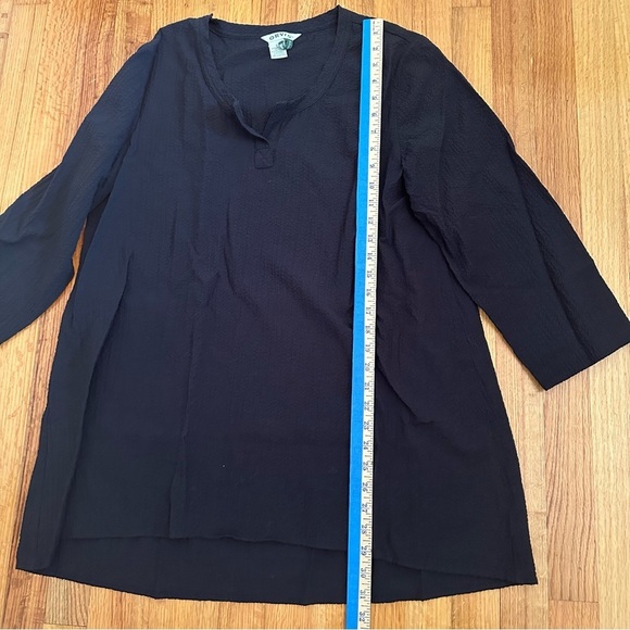 Orvis Ladies' ¾ Sleeve Split Neck Top, Large , Black( BoxT ) - Picture 6 of 10